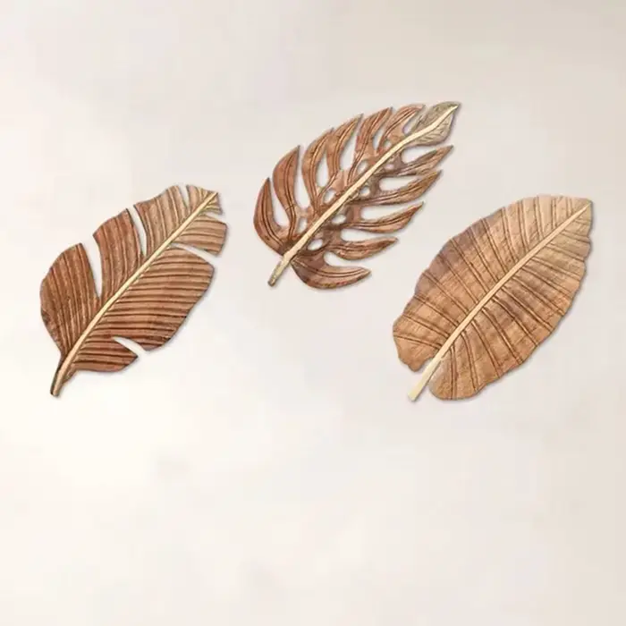 Décor artistique mural en feuilles de bois