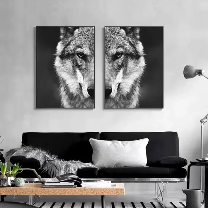 Tableau d'art mural tête de loup