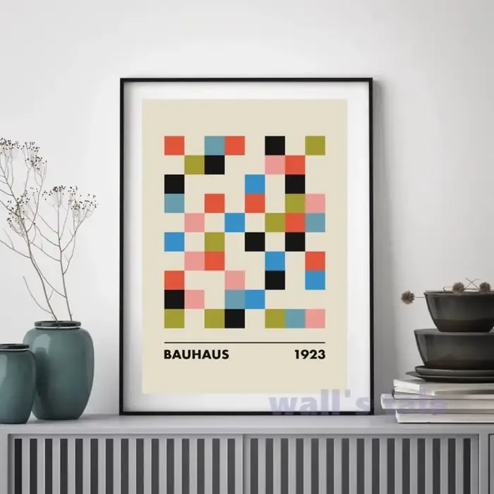 Exposition Bauhaus, peintures sur toile graphiques géométriques uniques
