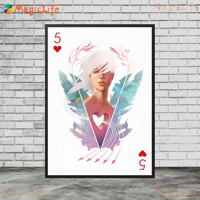 Coeurs abstraits Poker fille carte à jouer photos murales pour salon affiche nordique mur Art toile peinture décor à la maison sans cadre