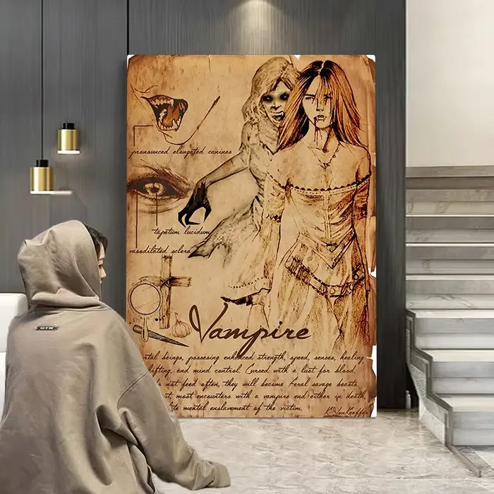 Affiches de fille diable Sexy, Vampire d'horreur, monstre mythique, loup-garou, sorcellerie magique, peinture sur toile esthétique, décoration de salle
