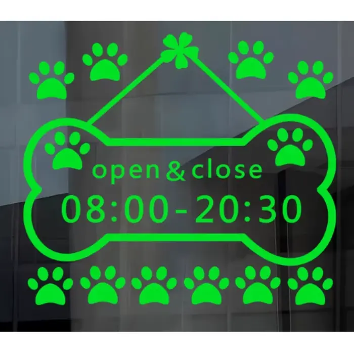 Belle Cust bienvenue personnalisé heure d'affaires ouvrir fermer les heures autocollant jouet animalerie fenêtre porte