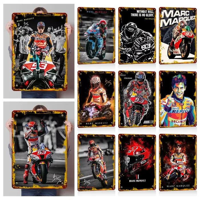 Affiches métalliques personnalisables MotoGP du légendaire pilote Marc