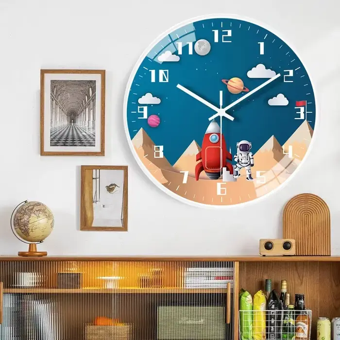 Astronaute créatif horloge murale pour enfants salon maison chambre