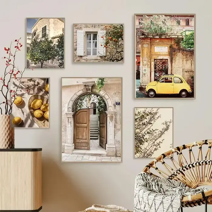 Affiche murale de paysage de jardin de ville italienne d'automne