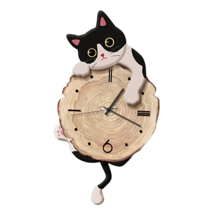 Horloge murale chat, pendule mignon, horloge décorative pour salon, chambre à coucher, intérieur