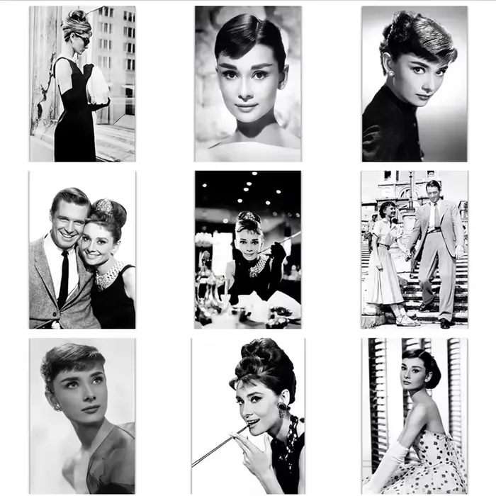 Toile d'art Photo noir et blanc Audrey Hepburn
