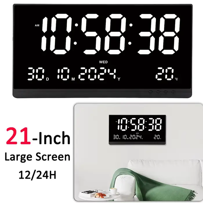 Grande horloge murale numérique de 21 pouces