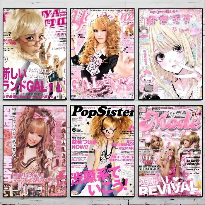 Affiche tendance rose style magazine japonais G-Gyaru, décoration d'intérieur haut de gamme pour la maison et les bars