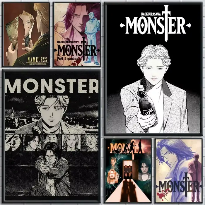 Peinture de monstre n-naoki Urasawa, calligraphie, affiches murales sur toile, Art de fête pour décoration de chambre, décor mural esthétique