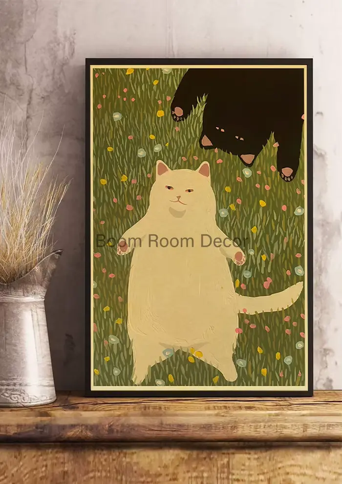 Affiche en papier chat amoureux amusant et mignon