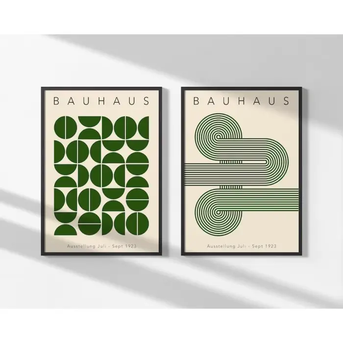 DOWNLOAD numérique Bauhaus sans cadre, affiche Bauhaus géométrique verte, imprimable Buhaus, imprimé