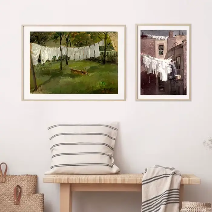 Peinture à l'huile de blanchisserie de ferme
