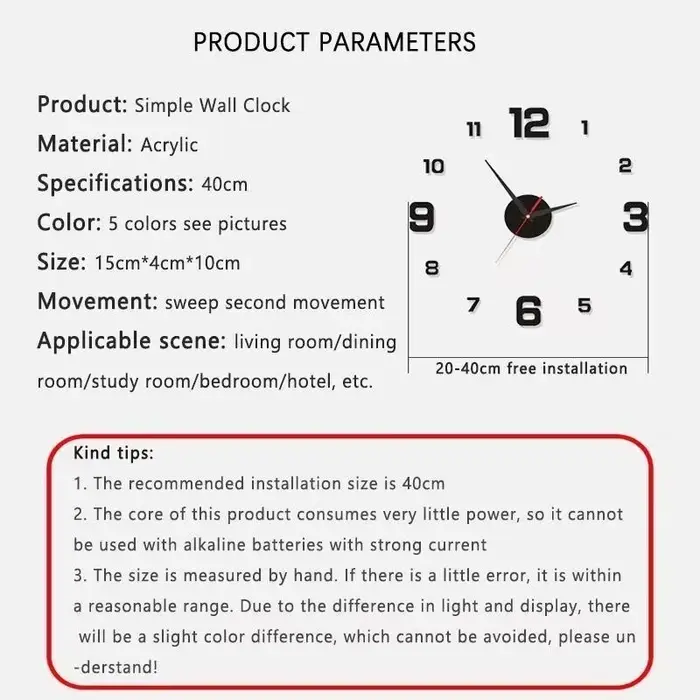Horloge murale 3D lumineuse sans cadre