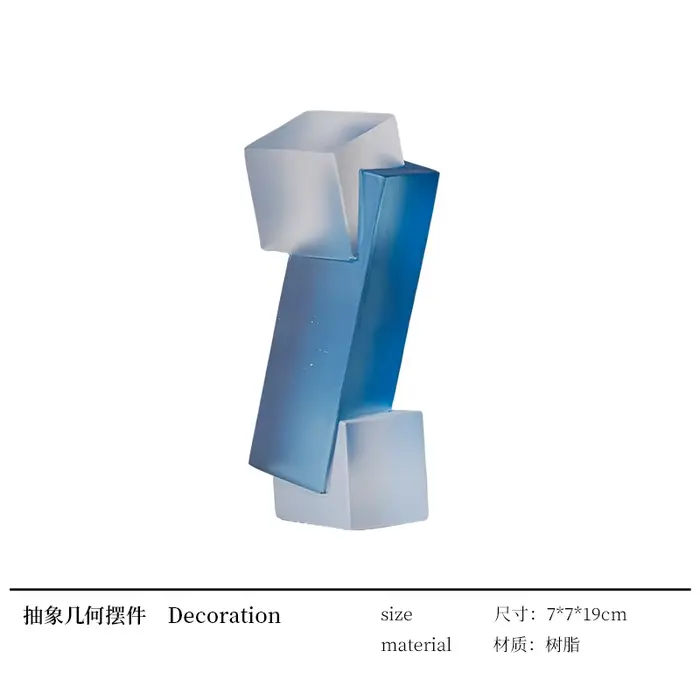 Décor géométrique en acrylique bleu de luxe moderne, ornement Architectural en résine transparente p