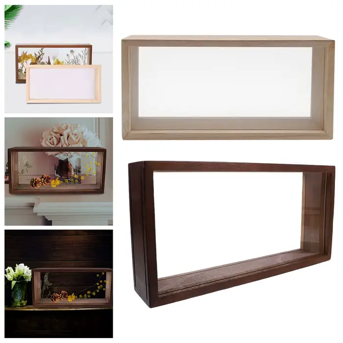 Cadre de boîte à ombre, cadre photo pour fleurs séchées, cadre d'affichage de fleurs séchées en bois