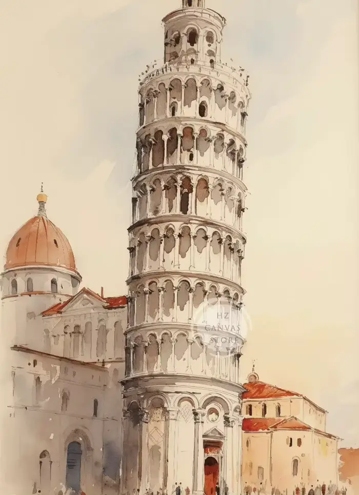 Toile imprimée de paysage urbain européen, ensemble de Paris, londres, Pisa, point de terre rustique