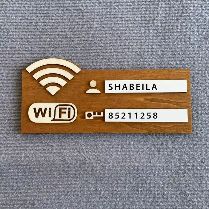 1 plaque rustique en bois pour mot de passe Wi-Fi, indicateur de réseau sans fil mural vintage, accessoire de décoration polyvalent pour la maison