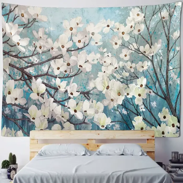 Salon chambre décoration murale Vintage peinture à l'huile tapisserie plante fleur tenture