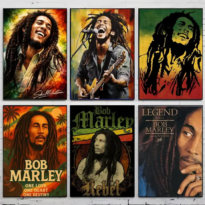 Affiche de chanteur de reggae B-Bob Marley, décoration artistique haut de gamme et cadeau pour la maison, salon, ornements pour la maison