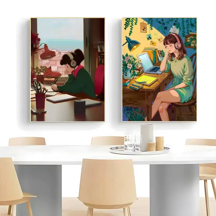 Poster d'art mural imprimé de l'anime Lofi Girl Spain Edition