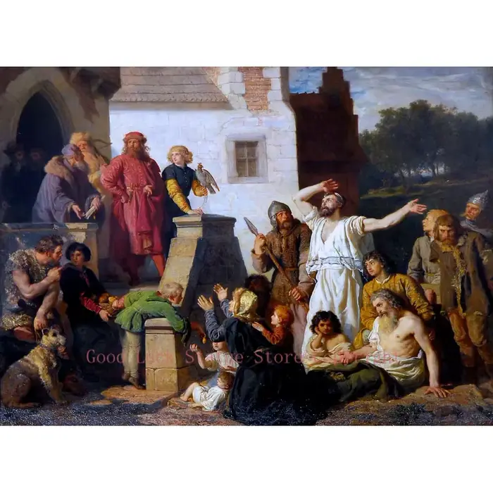 GOOD ART # Varsovie Judaïsme Wojciech Gerson La réception du kr. Casimir III-Peinture d'art sur toil