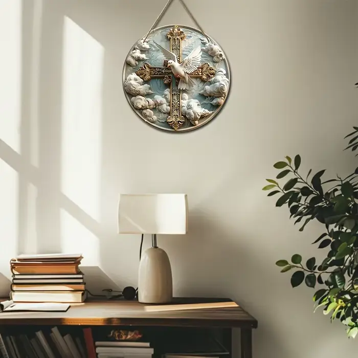 Panneau décoratif mural avec croix chrétienne contemporaine