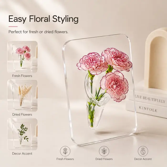 Vase à fleurs en acrylique transparent - Vases d'art moderne pour la décoration de la maison