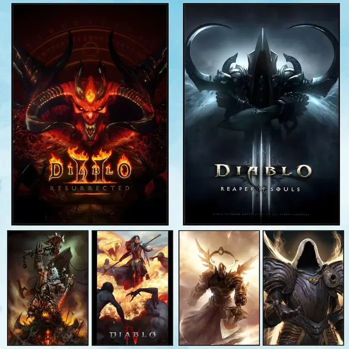 Affiche sur toile de calligraphie de jeu RPG D-Diablo 4