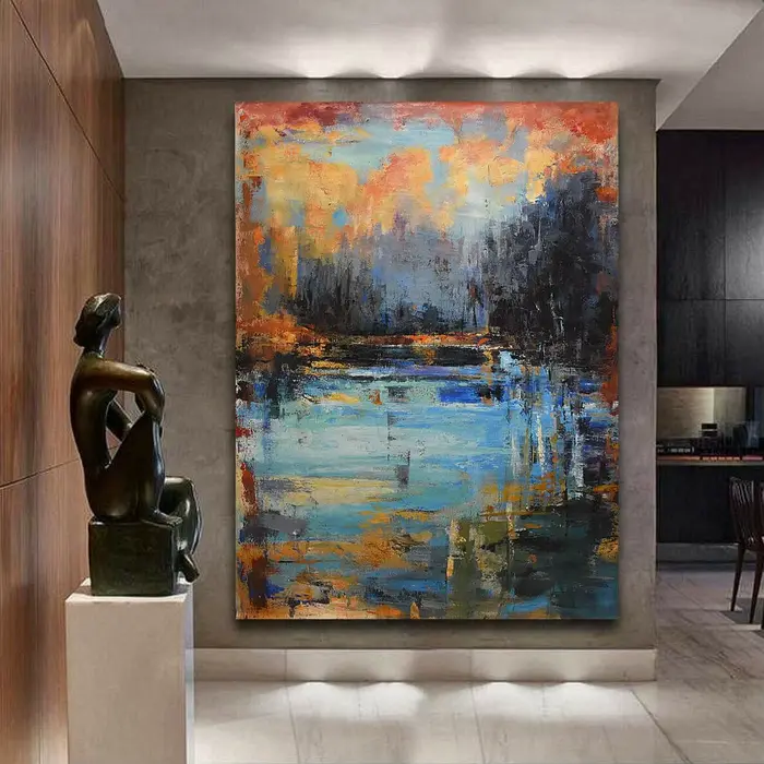 Grande peinture à l'huile sur toile d'art mural