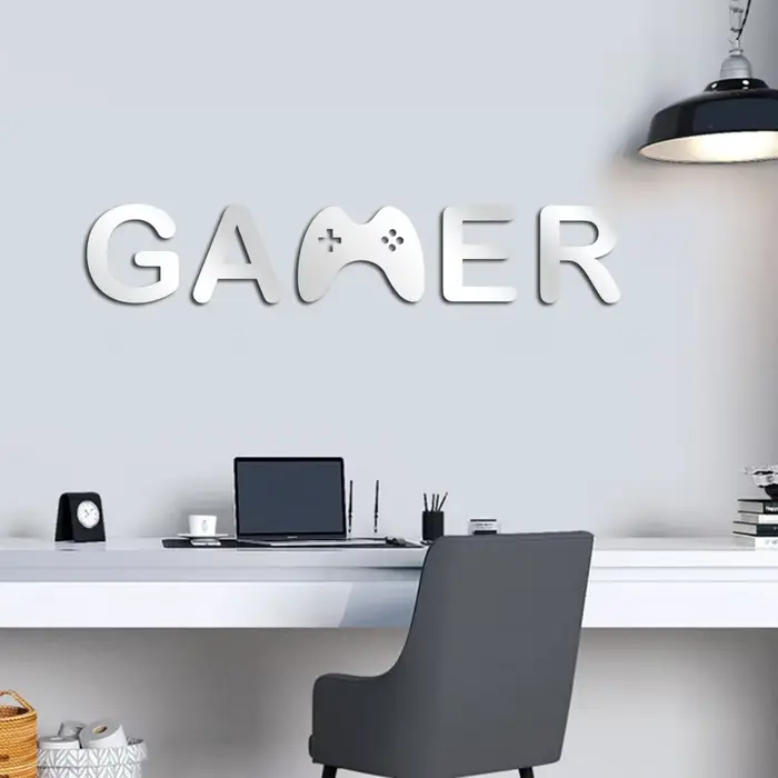 Autocollants muraux miroir de jeu 3D