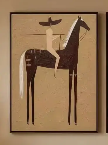 Diptyque Lance & Balance – Peinture à deux panneaux Vintage Americana Two Folk Riders | Art rustiq