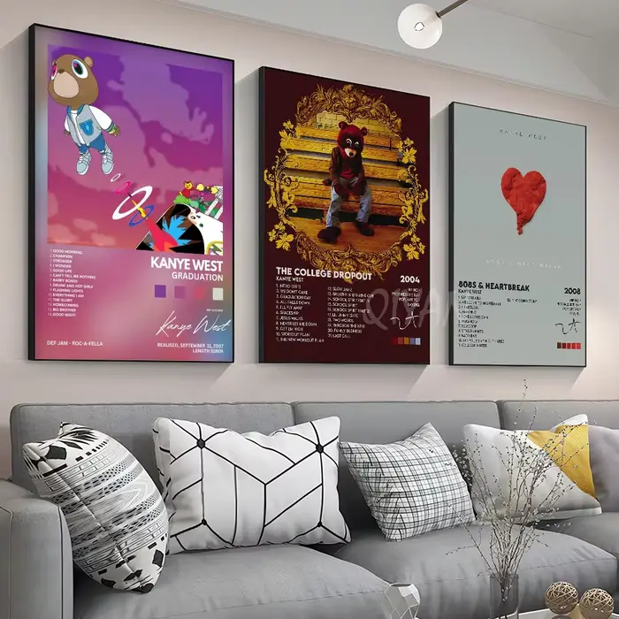 Affiche de Chanteur de Hip Hop Pop Kanye West, Autocollant en Papier Imperméable, Auto-Adhésif, Décoration Murale pour Café, Bar et Chambre