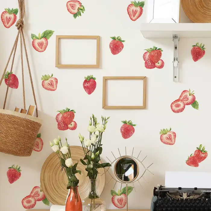 Autocollant mural à motif de fraises