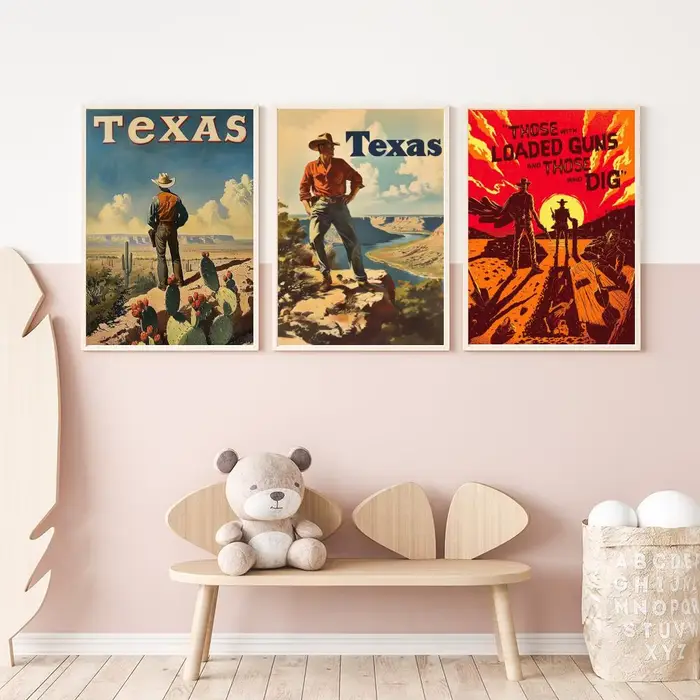 Affiche de mode rétro de cowboy occidental