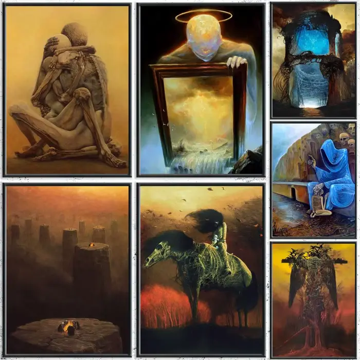 Art z-zdzislaw b-beksinski peinture calligraphie HD toile affiche sans plis imperméable tous les espaces décoration murale