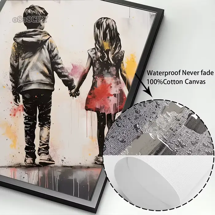 Banksy garçon fille avec ballon affiches d'art de rue imprime sur toile Pop Graffiti Art