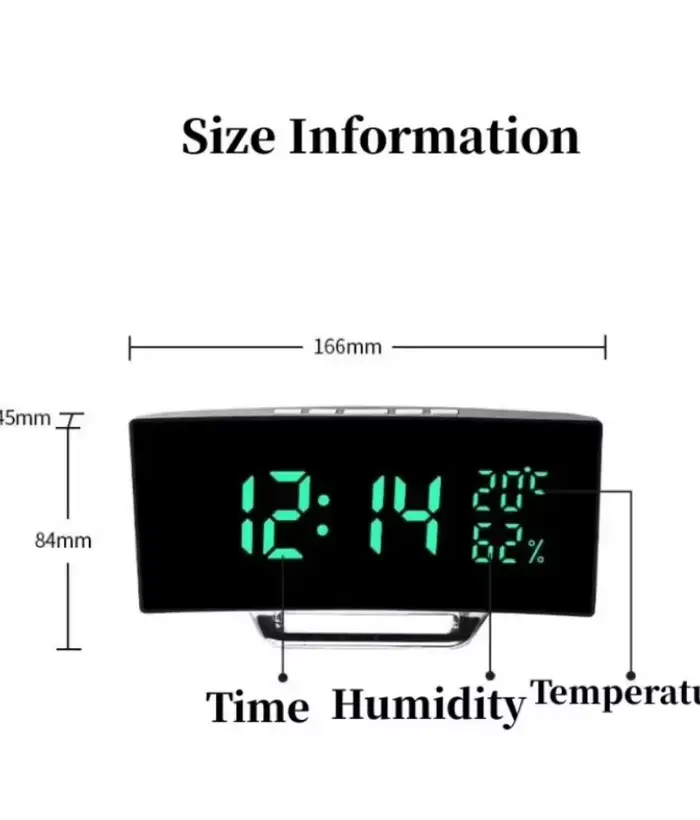 Miroir réveil numérique température Date 2 niveaux de réglage de la luminosité Snooze horloge de Table 12/24H Mode nuit
