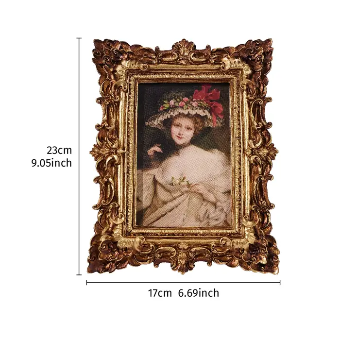 1 pièce, cadre photo décoratif en dentelle feuille de chêne dorée style rétro européen, cadre d'affi