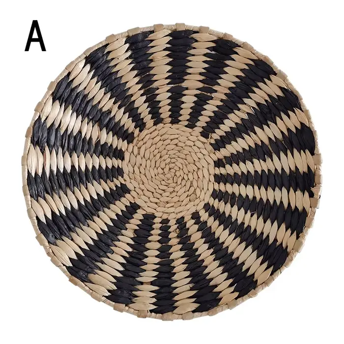 Décoration murale ronde tissée à la main de style marocain, décor de fond ethnique rétro créatif, or