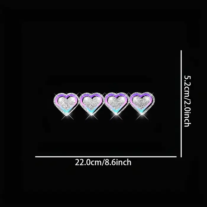1 autocollant en vinyle brillant en forme de cœur, paillettes - Quatre autocollants en forme de cœur pour la décoration d'ordinateurs portables
