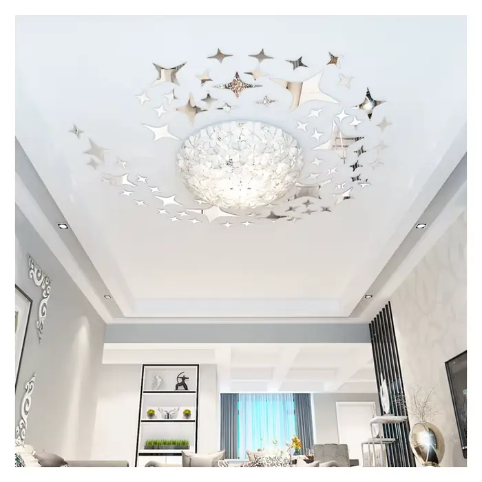 Autocollants muraux miroir 3d 56 pièces, sparadrap muraux étoiles, décoration de maison, pour chambr