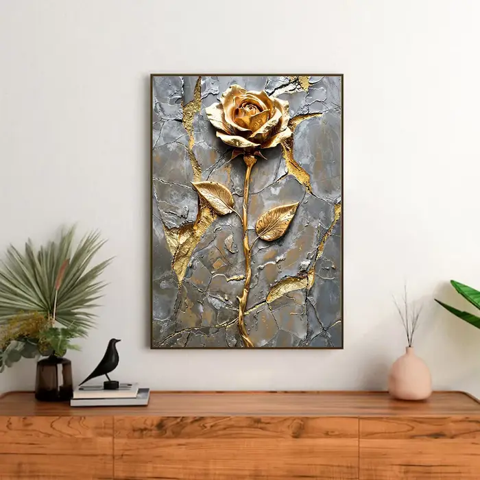 Toile de peinture abstraite d'arbre doré et de lune