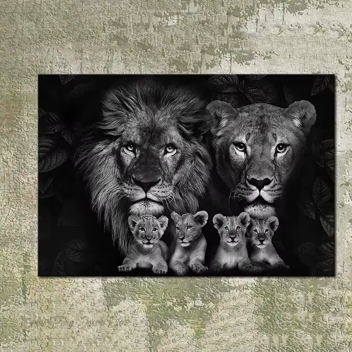 Affiche d'animaux de la famille de Lion