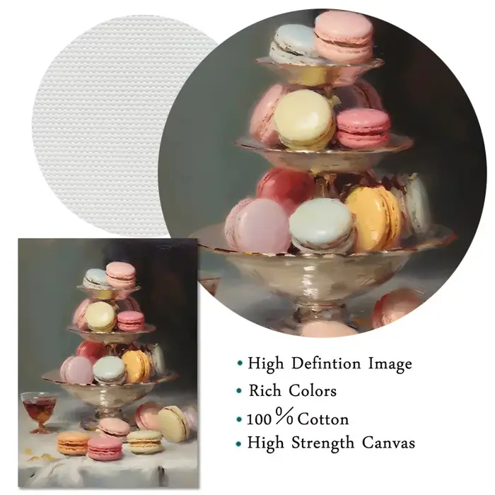 Peinture sur toile moderne rose, sucette, beignet, cerise, beignets, Macarons, Cupcake, impression Pop Art, affiche alimentaire colorée, décor de cuisine