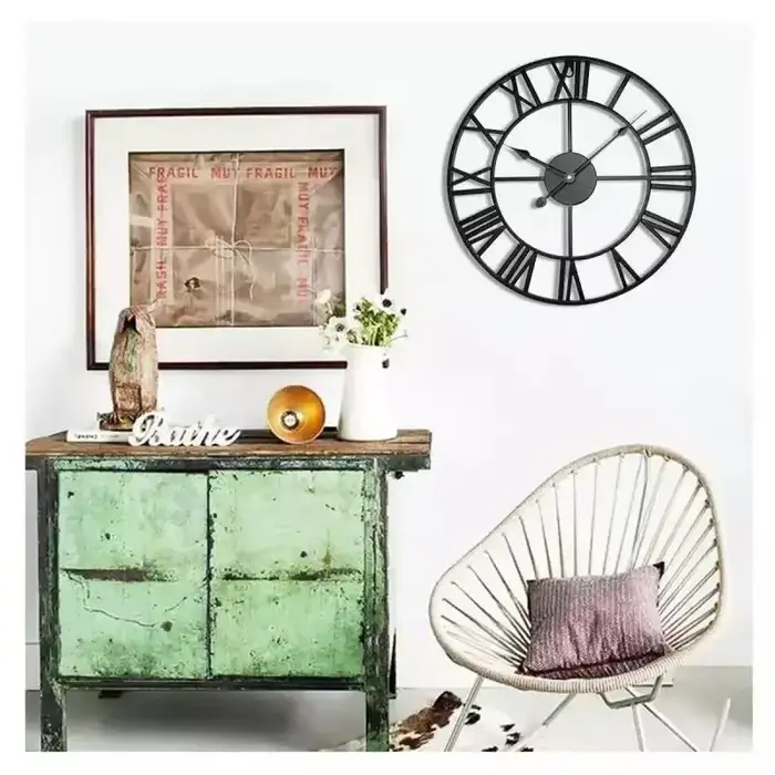 Grande horloge murale 3D avec chiffres romains