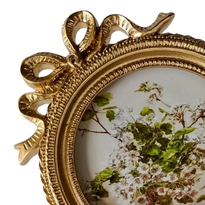 Cadre photo vintage doré, rond, ovale, arqué, rétro, pour accrocher au mur, à poser sur table, décoration intérieure