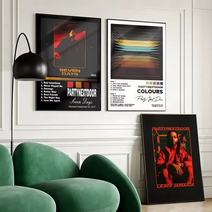 P-PARTYNEXTDOOR Poster autocollant mural imperméable auto-adhésif pour la décoration du salon et de la chambre à coucher