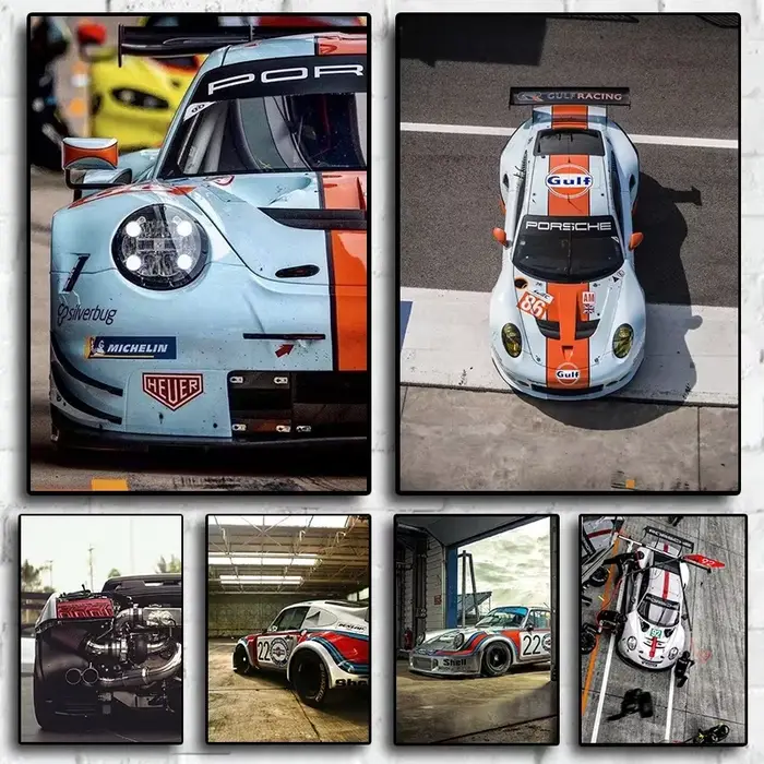 Affiche d'art de Modification de course de voiture de sport rétro des années 80