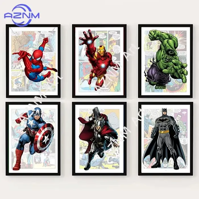 Ensemble d'affiches de super-héros de bandes dessinées